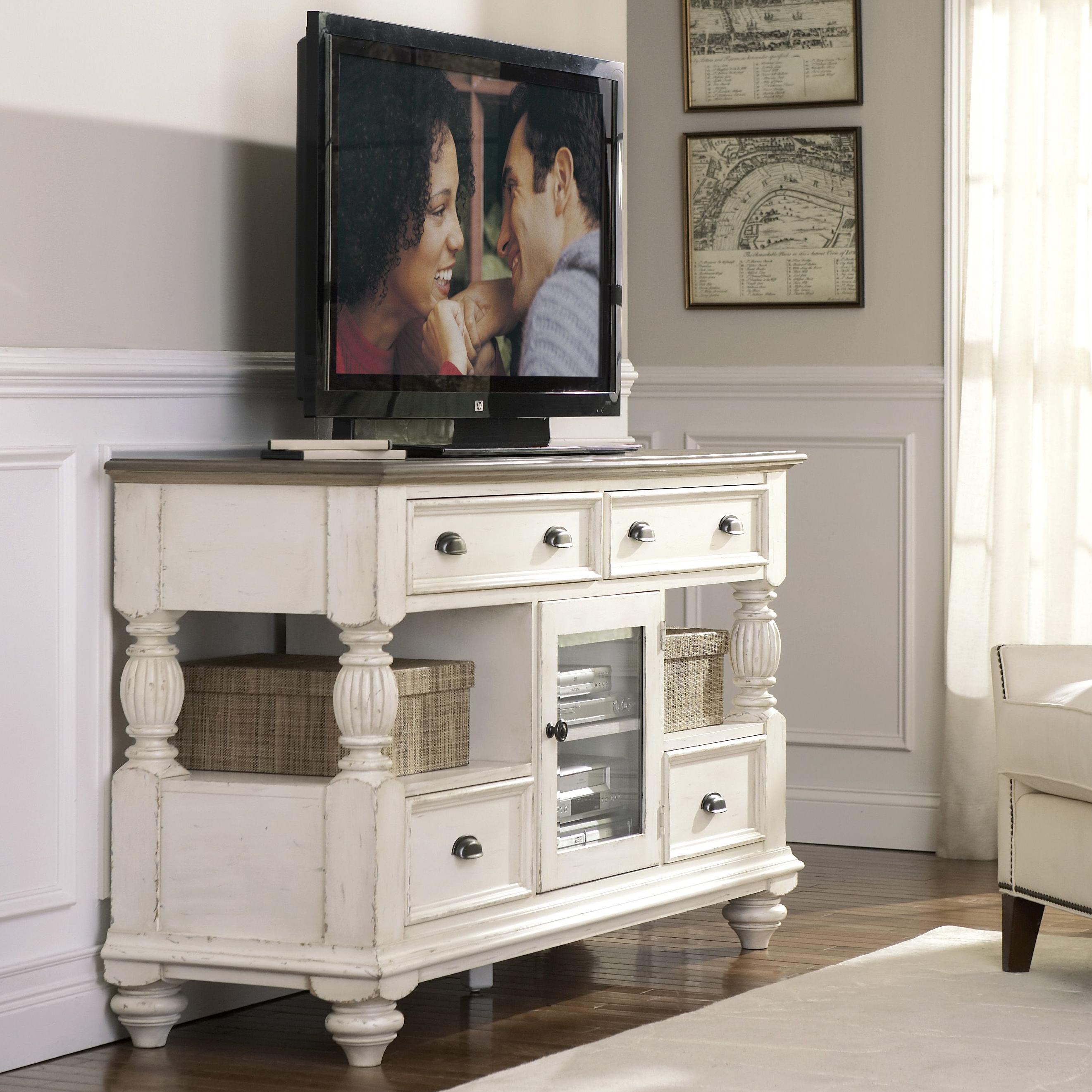 Riverside Furniture Coventry Two Tone 4 Drawer Tall TV Console with